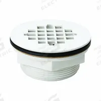 APPROVED VENDOR Shower Drain: Plastic, 2 in Overall Dia, 2 in Overall Ht, 2 in Fits Drain Size, Gray (MPN 133-101). Key specifications — Color: White; Includes: Nuts; Connection Type: Compression; Material: Plastic; Grate Material: Plastic.