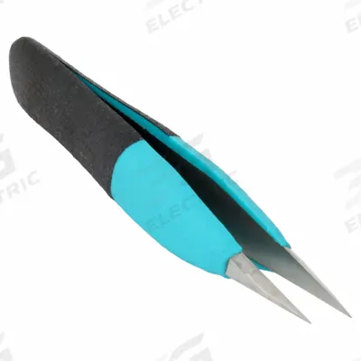 EREM Ergonomic Precision Tweezers: Stainless Steel, Point, Straight Tip - ESD-Safe Tweezers