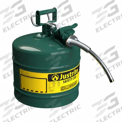 JUSTRITE TYPE II SAFETY CAN: For Use With Oil, 5 gal Capacity, Includes 5/8 in OD Hose - Oil Safety Cans
