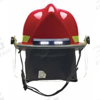 BULLARD Fire Helmet: Red, Polyetherimide, Modern Rear Brim, Chin Strap (MPN LTXRDTL). Key specifications — Color: Red; Chin Strap: Yes; Brand: BULLARD; Shell Material: Polyetherimide; Style: Modern Rear Brim; Suspension: Standard Sure-Lock(R) Ratchet Headband.