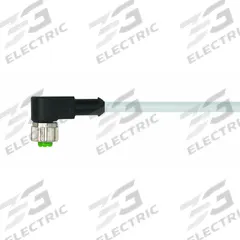 Cordset: M12 Female Right Angle X Bare Wire, 5 Pins, Gray, PUR, 10 m Cable Lg, 4 A Max Current (A) (MPN 7000-12361-2351000). Key specifications — Cable Jacket Color: Gray; End 1 Gender: Female; End 1 Mounting Orientation: Right Angle; End 2 Connection Type: Bare Wire; IP Rating: IP66K; Brand: MURRELEKTRONIK; Wire Size: 22 AWG; Cable Jacket Material: PUR.