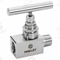 HAM-LET SS Screwed Bonnet Needle Valve: Inline Valve Body, 316 Stainless Steel, Screw-In Bonnet, NPT (MPN H-99M-85-SS-N-V-1/2). Key specifications — For Media: Liquid; Standards: ISO 15848-1; Brand: HAM-LET; Valve Series: H99; Stem Type: V-Stem; Connection Gender - Side 2: Female; Connection Gender - Side 1: Male; Connection Type - Side 1: NPT.