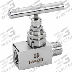 HAM-LET SS Screwed Bonnet Needle Valve: Inline Valve Body, 316 Stainless Steel, Screw-In Bonnet, NPT (MPN H-99M-85-SS-N-V-1/2). Key specifications — For Media: Liquid; Standards: ISO 15848-1; Brand: HAM-LET; Valve Series: H99; Stem Type: V-Stem; Connection Gender - Side 2: Female; Connection Gender - Side 1: Male; Connection Type - Side 1: NPT.