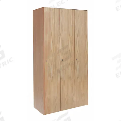 HALLOWELL Wardrobe Locker: 45 in x 18 in x 72 in, Solid, 1 Tiers, 3 Units Wide, Keyed - Solid Wood Wardrobe Lockers