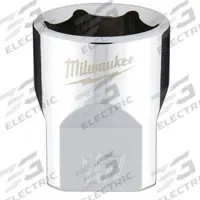 MILWAUKEE Standard Socket: Metric, 3/8 in Drive Size, 17 mm Socket Size, 6-Point, Std, Chrome (MPN 45-34-9087). Key specifications — attr1204417: MILWAUKEE; attr1204392: Chrome.
