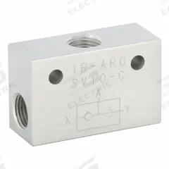 ARO Shuttle Valve: 1/8 in NPT, 10 psi to 200 psi, Aluminum (MPN SV10-C). Key specifications — attr1086980: ARO; attr1086979: Aluminum; attr1086978: SV10-C.