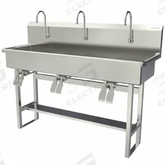 SANI-LAV Wash Station: 45 in Overall Ht, 57 in Bowl Lg, 8 in Bowl Dp, 2 gpm Flow Rate, 16 ga (MPN 56FK2). Key specifications — Includes Side Splash: Side Splash Not Included; Brand: SANI-LAV.