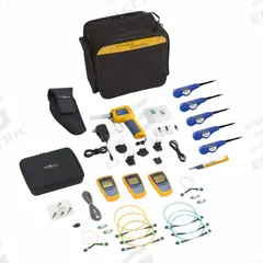 FLUKE Cable Tester Kit: Fiber Optic Cable Testing Kit, SFP Fiber Optic, MPO (MM/SM), Digital (MPN MFTK-DC MM/SM Kit). Key specifications — Product Type: Fiber Optic Cable Testing Kit; Includes: (2) Camera Adapters; Manufacturer Part Number: MFTK-DC MM/SM Kit; Adapters Included: MPO (MM/SM); Brand: FLUKE; Connector Type: SFP Fiber Optic; Features: Built-In MPO connector; Testing Functions: Continuity Testing.