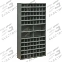 DURHAM MFG Pigeonhole Bin Unit: 34 in x 12 in x 66 in, 84 Compartments, 12 in, Gray, Steel (MPN 735-95). Key specifications — attr7229: Steel; attr38869: DURHAM MFG; attr38873: Gray.