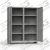 STRONG HOLD Storage Cabinet: 60 in x 24 in x 75 in, 6 (6) Adj Shelves, 2 Doors, Legs, Medium Gray (MPN 56-DS-246-L). Key specifications — Brand: STRONG HOLD; Base Type: Legs; Cabinet Color: Medium Gray; Frame Assembled: Assembled.
