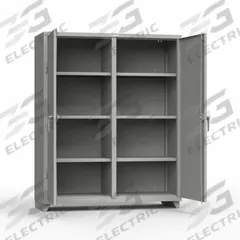 STRONG HOLD Storage Cabinet: 60 in x 24 in x 75 in, 6 (6) Adj Shelves, 2 Doors, Legs, Medium Gray (MPN 56-DS-246-L). Key specifications — Brand: STRONG HOLD; Base Type: Legs; Cabinet Color: Medium Gray; Frame Assembled: Assembled.
