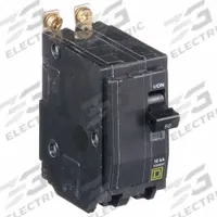 SQUARE D Miniature Circuit Breaker: 50 A, 120/240V AC, Single Phase, 10kA at 120/240V AC, 2 Poles (MPN QOB250). Key specifications — Phase: Single; Amps: 50 A; AC Voltage Rating: 120/240V AC; Max. AIR Rating: 10kA at 120/240V AC; For Use With: Square D NQOD Panelboards; Brand: SQUARE D.