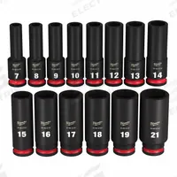MILWAUKEE Impact Socket Set: 3/8 in Drive Size, Small Set (0-50 pieces) Set Size, 14 Pieces, 0 (MPN 49-66-7008). Key specifications — attr1204251: MILWAUKEE; attr1215453: 3/8 in; attr1215454: 7 mm to 21 mm; attr1224229: Friction.