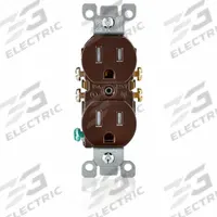 LEVITON Receptacle: Duplex, 5-15, Brown, 125V AC, 15 A, 2 Pole / 3 Wire (MPN T5320)