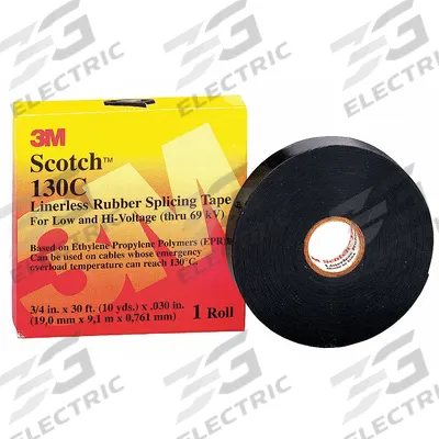3M Electrical Tape: 2 in Wd, 10 yd Lg, 30 mil Thick, Ethylene Propylene Rubber - High-Voltage Electrical Tape