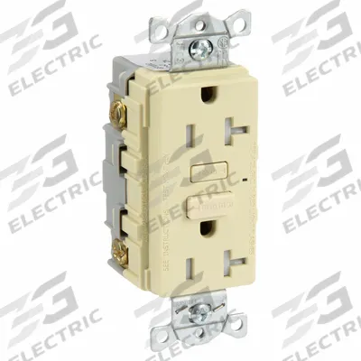 BRYANT GFCI Receptacle: Duplex, 5-20, Ivory, GFCI, 125V AC, 20 A, 2 Pole / 3 Wire (MPN GFT20I) - General Purpose Receptacles