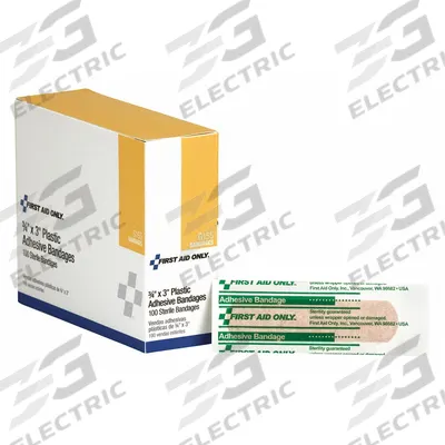 FIRST AID ONLY Adhesive Bandage: Strip Bandages, 3/4 in Wd, 3 in Lg, Not Metal Detectable