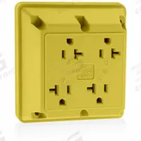 LEVITON Receptacle: Quad, 5-20, Yellow, 125V AC, 20 A, 2 Pole / 3 Wire (MPN 21254-Y)