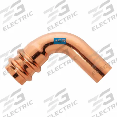 STREAMLINE Crimp Elbow Fitting: 90° Extended Elbow - Refrigeration Copper & Bronze Press Tube Fittings