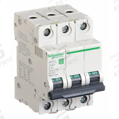 SCHNEIDER Supplementary Protector: 8 A Amps, 14kA at 240V AC, Screw Clamp - B-Curve, 3-Pole UL1077 DIN Rail-Mount Supplementary Protectors