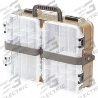 PLANO MOLDING Compartment Box: 15 1/2 in x 12 in x 5 in, Beige/Brown, 9 Compartments, Latch (MPN 112300). Key specifications — ESD Conductive: Not Electrostatic Discharge Conductive; Color: Beige/Brown; Brand: PLANO MOLDING; Material: Plastic.