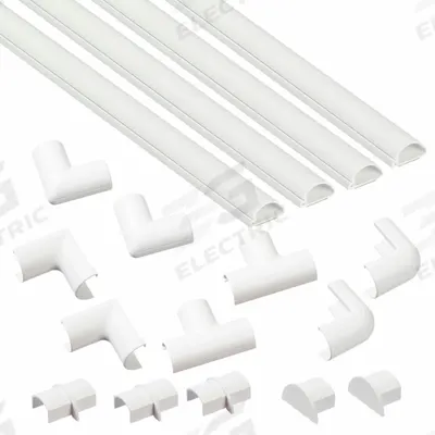 D-LINE Raceway: Micro+, 13/16 in Wd, 3/8 in Ht, 60 in Lg, Plastic, White - Half- & Quarter-Round Cable Concealer Strips