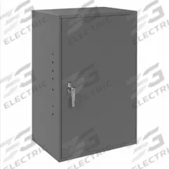 DURHAM MFG Wall Cabinet: 20 in x 14 1/4 in x 32 3/4 in, Solid, 2 Adj Shelves, Swing Handle & Keyed (MPN 056-95). Key specifications — Duty Rating: Light Duty; Cabinet Material: Steel; Assembled: Assembled; Cabinet Color: Gray; Brand: DURHAM MFG.
