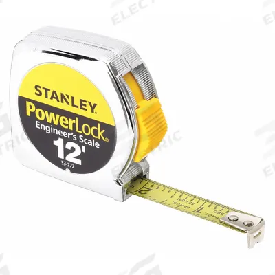 STANLEY Tape Measure: Nonmagnetic Single Hook Tip, 12 ft, Metal - Engineers-Scale Tape Measures
