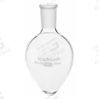 CHEMGLASS Boiling Flask: 5 mL, Colorless, Pear, A, 14/20 Compatible with Stopper Size (MPN CG-1554-20). Key specifications — Shape: Pear; Body Color: Colorless; Brand: CHEMGLASS; Compatible with Stopper Size: 14/20; USP Specification: Type I.