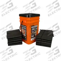 QUICK DAM Flood Barrier Kit: Fresh Water, 5 ft Overall Lg, (10) Bags/(5) 5 ft Barriers (MPN QDGGCO). Key specifications — Color: Orange; Container Color: Orange; Container Type: Bucket; Fluids Absorbed: Water; Fluids Absorbed - Pads: Water; Includes: (10) Bags; Product Type: Bucket Kit; Brand: QUICK DAM.