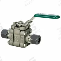 PARKER Manual Two-Way Ball Valve: 3/8 in, 316 Stainless Steel, Straight, Sweat x Sweat, Three-Piece (MPN 6A-SWB4L-RT-T-SS-LD-GR). Key specifications — Brand: PARKER; Handle: Locking Lever.