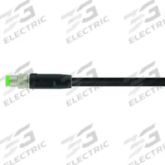 Cordset: M8 Male Straight X Bare Wire, 3 Pins, Black, PVC, 1.5 m Cable Lg, 24 AWG Wire Size (MPN 7000-08001-6100150). Key specifications — Cable Jacket Color: Black; End 1 Mounting Orientation: Straight; End 1 Gender: Male; End 1 Connection Type: M8; Cable Jacket Material: PVC; Brand: MURRELEKTRONIK; IP Rating: IP67; End 2 Connection Type: Bare Wire.