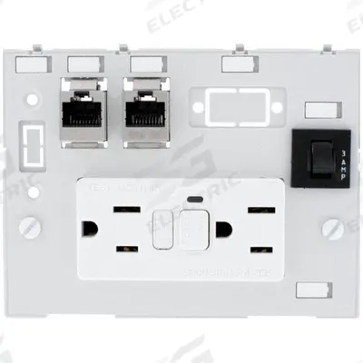 MURRELEKTRONIK Combination Insert: RJ45 Cat5E, (2) NEMA 5-15 GFCI, (1) 3A Fuse - Panel Interface Inserts
