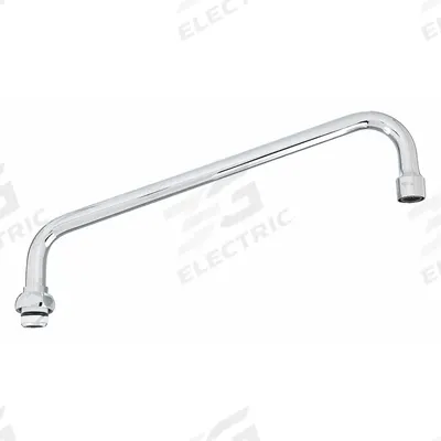 T&S BRASS Spout: Spout, Double-Bend, Swivel Spout, Brass, Chrome, 26.3 gpm Flow Rate - Double-Bend Faucet Spouts