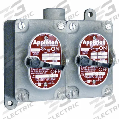 APPLETON ELECTRIC Tumbler Switch: 2 Gang, 4-Way, 20 A, 277 V AC, Dead-End Hub - Two-Gang Front Lever Tumbler Switches