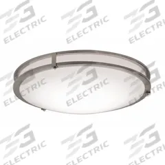 LED Flush Mount: 18 in Dia, Satin Nickel, 3 1/2 in Ht, 2,900 lm, 3000K, 27 W, 120 to 277V AC, Steel (MPN CAF182900L30MV). Key specifications — attr1262585: 120 to 277V AC; attr1262581: AFX INC.; attr1262597: Integrated LED; attr1262602: No; attr1262616: 3000K; attr1262619: Satin Nickel.