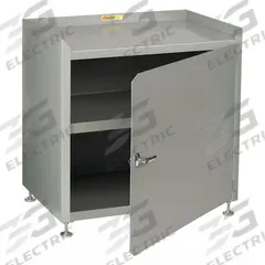 LITTLE GIANT Storage Cabinet: 18 in x 18 in x 41 in, Swing Handle & Keyed, 14 ga Panel Thick, Gray (MPN MC3-1D-1818-LL). Key specifications — attr62698: Gray; attr87895: Leveling; attr62693: Assembled; attr62737: Stationary; attr62694: Adjustable; attr62695: Powder Coated; attr62696: Steel; attr62689: LITTLE GIANT.