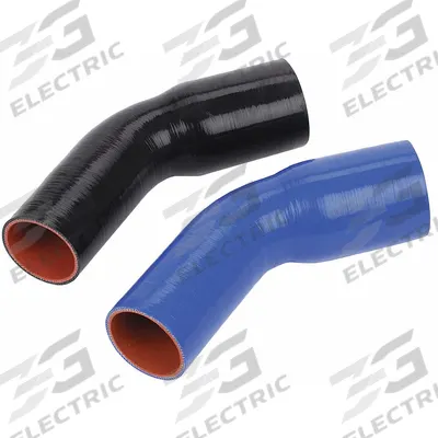FLEXTECH Elbow Reducer: 2 in_2 1/2 in Hose Inside Dia., 12 in Hose Lg, Blue, Silicone - Silicone SAE J20 45° Reducing Elbow Heater Hoses