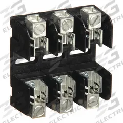 MERSEN Fuse Block: Open Block Design, 3 Pole, 250 V AC, Box Lug, Non-Indicating (MPN 20308). Key specifications — attr233046: MERSEN.
