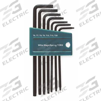 WIHA Torx Key Set: Long, 7 Pieces, T10/T15/T20/T6/T7/T8/T9 Tip Size, Std End - L-Shaped Torx & Torx Plus Key Sets