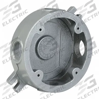 HUBBELL KILLARK Electrical Box: Iron, Round, 1 Gangs, 1/2 in Hub Size, 17 cu in Capacity - Iron Weatherproof Electrical Boxes