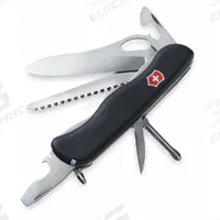 VICTORINOX SWISS ARMY Folding Knife: 6 Tools, 4 1/4 in Closed Lg, 7 3/4 in Open Lg, Stainless Steel (MPN 0.8463.MW3-X4). Key specifications — attr15951: VICTORINOX SWISS ARMY; attr10312: Black; attr15963: Plastic; attr15981: Lockblade; attr15985: Stainless Steel; attr15986: Wire Stripper; attr519229: Pocket-Size; attr519230: Screwdriver.