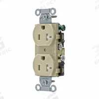 BRYANT Receptacle: Duplex, 5-20, Ivory, 125V AC, 20 A, 2 Pole / 3 Wire (MPN CBRS20ITR)