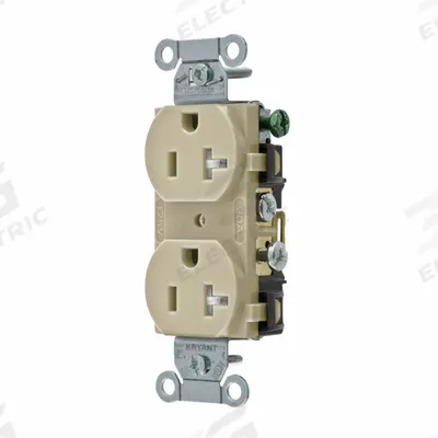 BRYANT Receptacle: Duplex, 5-20, Ivory, 125V AC, 20 A, 2 Pole / 3 Wire (MPN CBRS20ITR) - General Purpose Receptacles