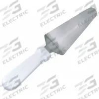 CRESTWARE Cake/Pie Server: 11 in Overall Lg, White, Plastic, Stainless Steel, 2 1/2 in Blade Wd (MPN PHP62). Key specifications — Dishwasher Safe: Yes; Brand: CRESTWARE; NSF Certified: No; Handle Material: Plastic; Blade Material: Stainless Steel.