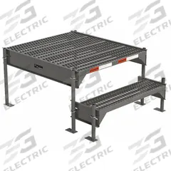 APPROVED VENDOR Work Platform: 1.8 ft Platform Ht - Max, 34.6 in x 39 in, Steel (MPN CW1-21-2-3). Key specifications — Folding: Not Foldable; Mobility: Stationary; Use Location: Indoor; Brand: APPROVED VENDOR; Color: Gray; Exit Direction: Left; Height Adjustability: Adjustable Height; Includes Handrails: Handrails Not Included.
