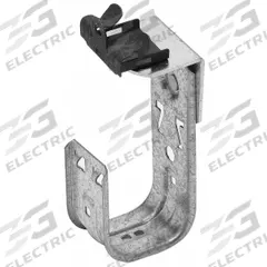 B-LINE BY EATON J-Hook: Hammer-On with Locking Latch, 2 in Max. Bundle Dia., Galvanized Steel (MPN BCH32-U-2-4). Key specifications — Material: Galvanized Steel; Mounting: 360° Horizontal Rotation; Includes Locking Latch: Yes; Color: Silver; Brand: B-LINE BY EATON; Mounting Location: Beam; Mounting & Attachment (subhead): Hammer-On with Locking Latch.