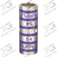 THOMAS & BETTS Open Barrel Splice: 4/0 AWG Wire Size, Purple Code, 1.88 in, Copper Barrel, 54 Die (MPN 54512). Key specifications — Die Code: 54; Brand: THOMAS & BETTS; Color Code: Purple.