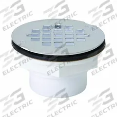 APPROVED VENDOR Shower Drain: Plastic, 2 in Overall Dia, 2 1/2 in Overall Ht, 2 in Fits Drain Size (MPN 133-106). Key specifications — Color: Silver; Includes: Snap-In Strainer; Connection Type: Solvent Weld; Material: Plastic; Grate Material: Stainless Steel.