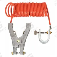 APPROVED VENDOR Coiled Grounding Wire: C-Clamp/Hand Clamp, 10 ft, PVC, Orange (MPN RAC10-C). Key specifications — Conductor Material: Galvanized Steel; Connector Types: C-Clamp; Clamp Opening Span: Hand Clamp 3/4 in; Brand: APPROVED VENDOR; Wire Length: 10 ft; Manufacturer Part Number: RAC10-C.